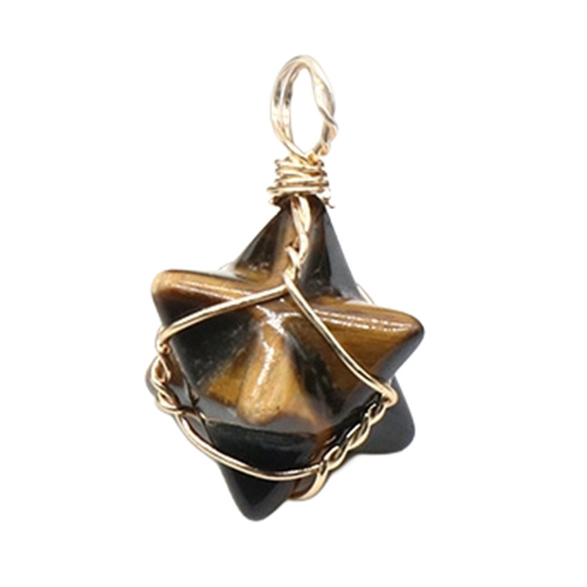 Wholesale Natural Amethyst Rose Quartz Wire Wrap Merkaba Hexagram Pendant For Gifts