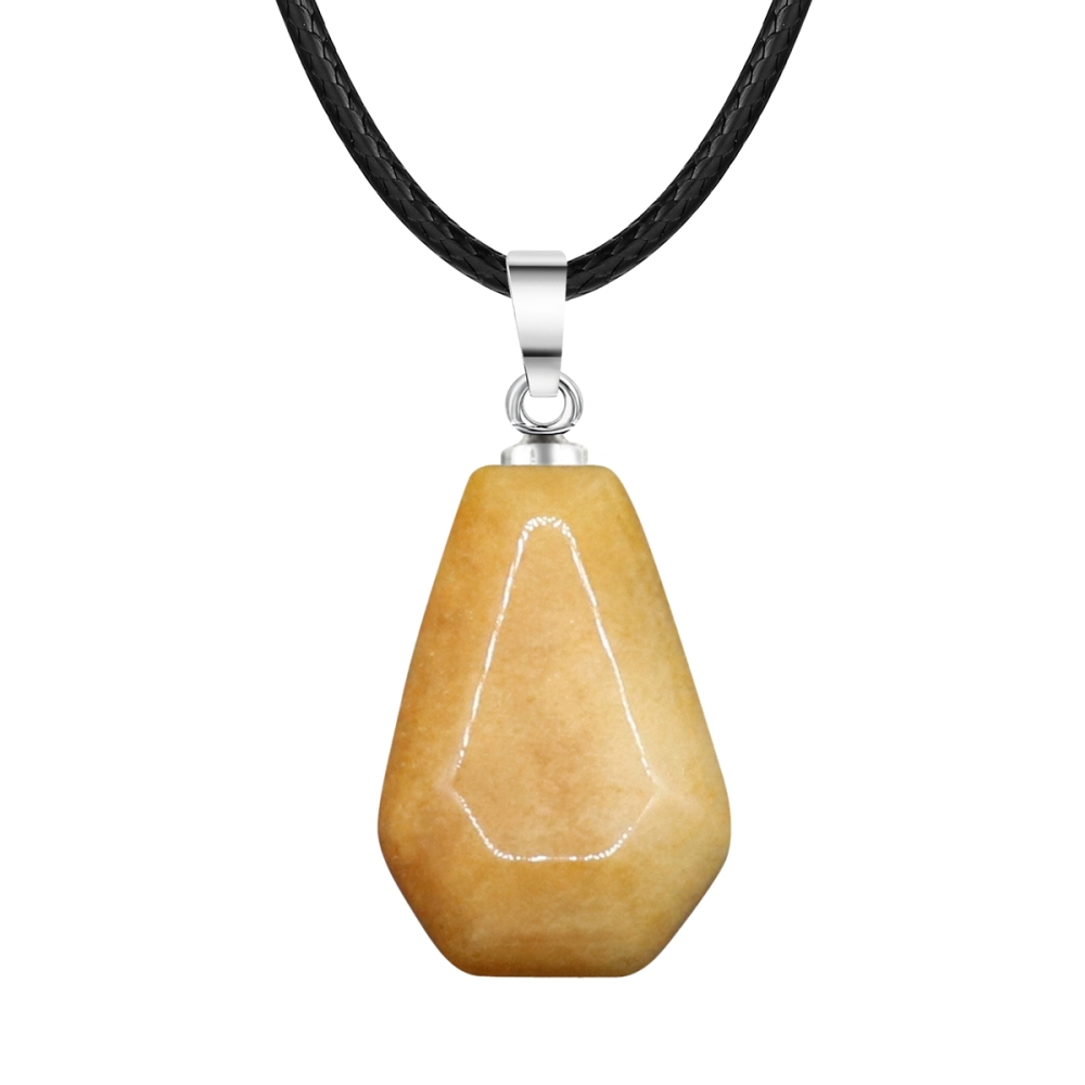 Natural Stone Coffin Shape Fortune Feng Shui Pendant Quartz Agate Healing Crystal Charms Rope Necklace Jewelry