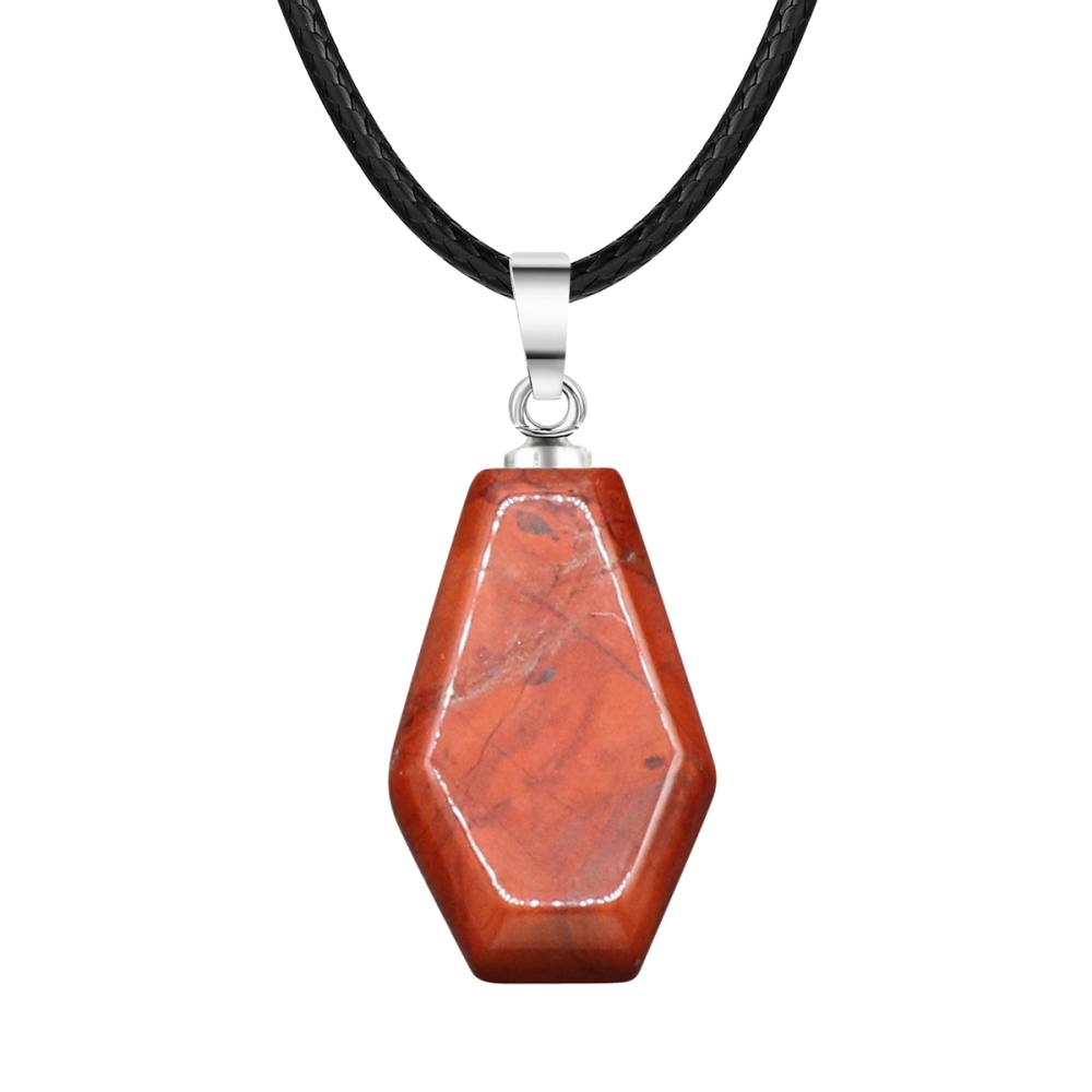 Natural Stone Coffin Shape Fortune Feng Shui Pendant Quartz Agate Healing Crystal Charms Rope Necklace Jewelry