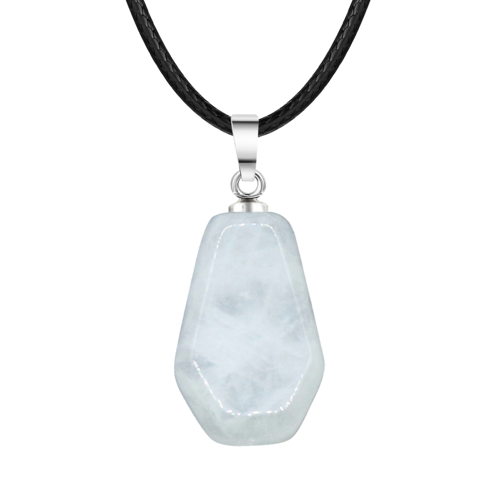 Natural Stone Coffin Shape Fortune Feng Shui Pendant Quartz Agate Healing Crystal Charms Rope Necklace Jewelry