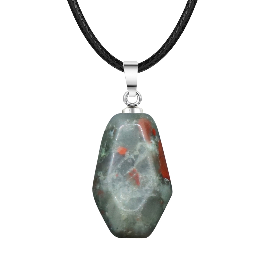 Natural Stone Coffin Shape Fortune Feng Shui Pendant Quartz Agate Healing Crystal Charms Rope Necklace Jewelry