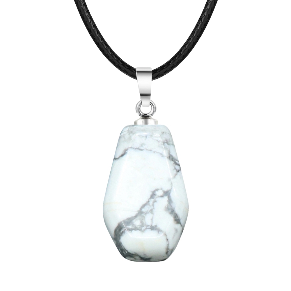 Natural Stone Coffin Shape Fortune Feng Shui Pendant Quartz Agate Healing Crystal Charms Rope Necklace Jewelry