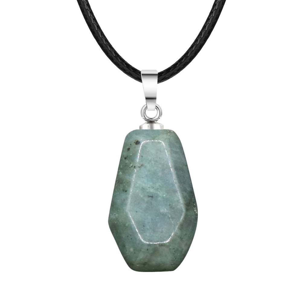 Natural Stone Coffin Shape Fortune Feng Shui Pendant Quartz Agate Healing Crystal Charms Rope Necklace Jewelry