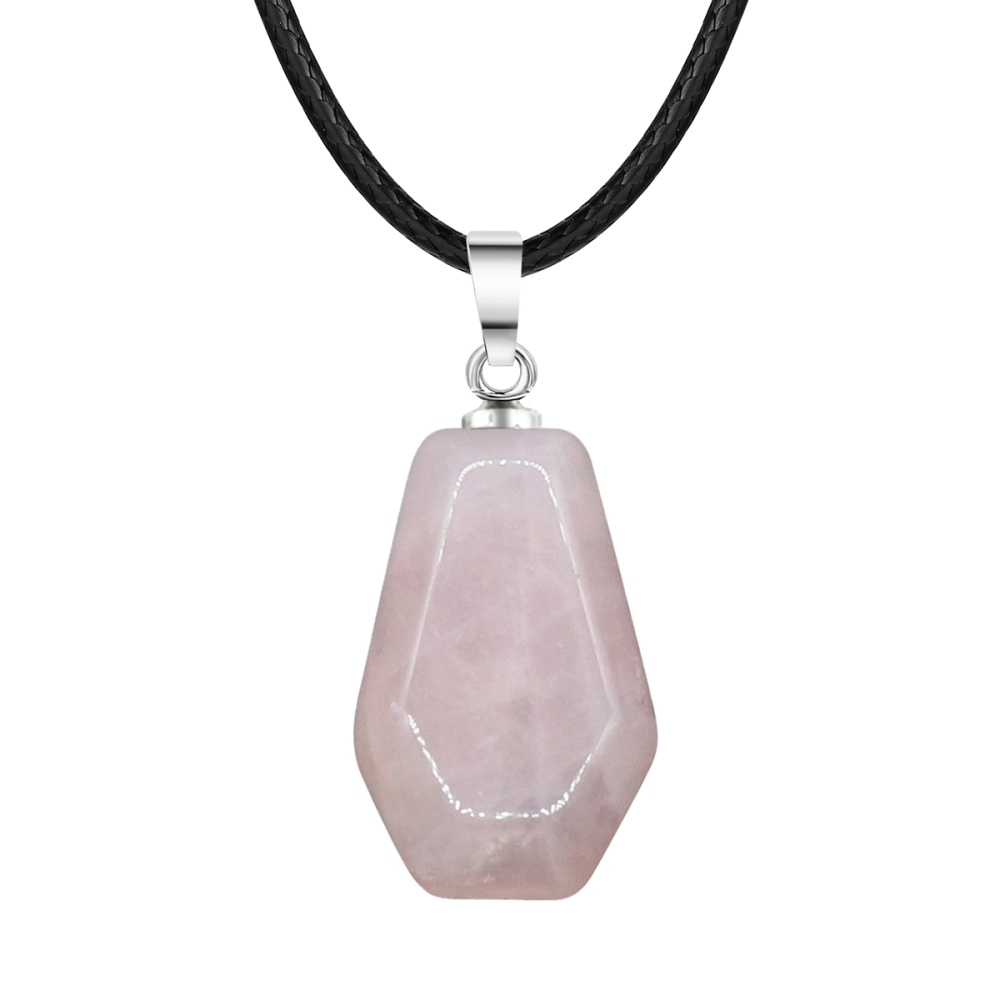 Natural Stone Coffin Shape Fortune Feng Shui Pendant Quartz Agate Healing Crystal Charms Rope Necklace Jewelry