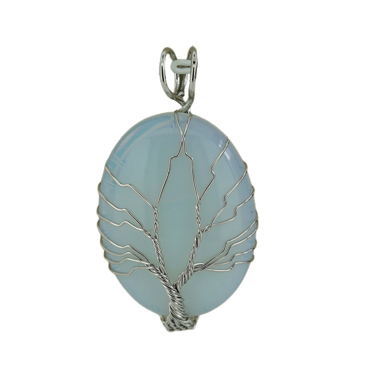 Fashion Waterdrop Crystal Necklace Wire Wrapped Tree Of Life Stainless Steel Natural Stone Necklace Jewelry