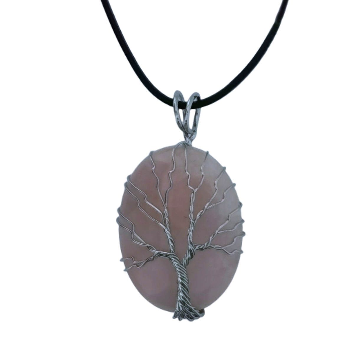 Fashion Waterdrop Crystal Necklace Wire Wrapped Tree Of Life Stainless Steel Natural Stone Necklace Jewelry