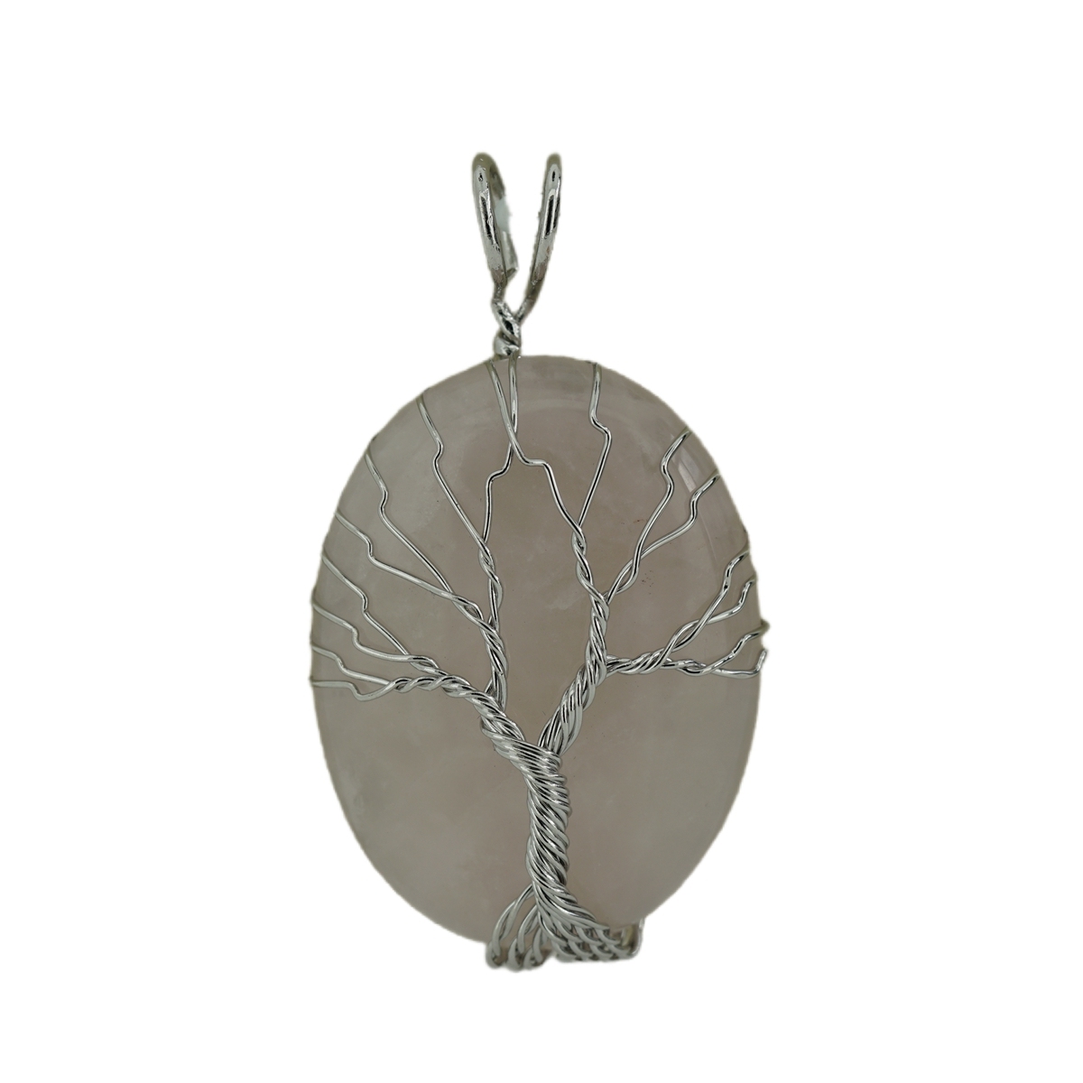 Fashion Waterdrop Crystal Necklace Wire Wrapped Tree Of Life Stainless Steel Natural Stone Necklace Jewelry