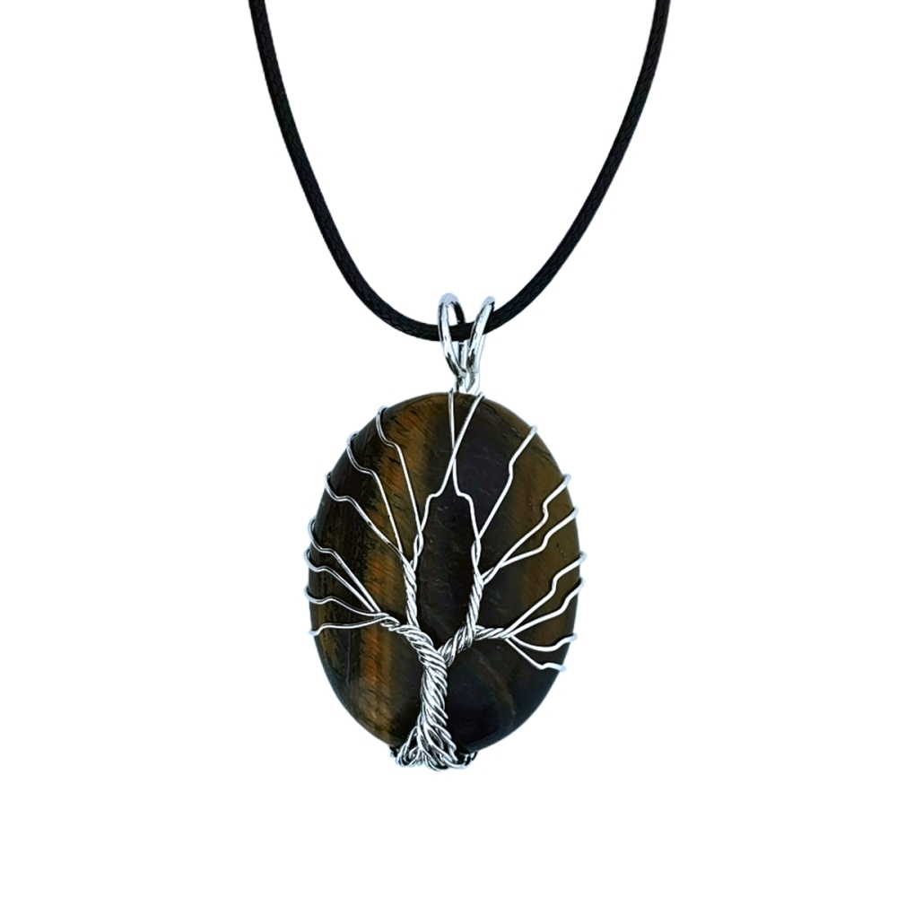 Tree of Life Teardrop Heart Amethyst Opal Pendant Necklace Copper Wire Wrapped Gemstone Healing Chakra Necklace