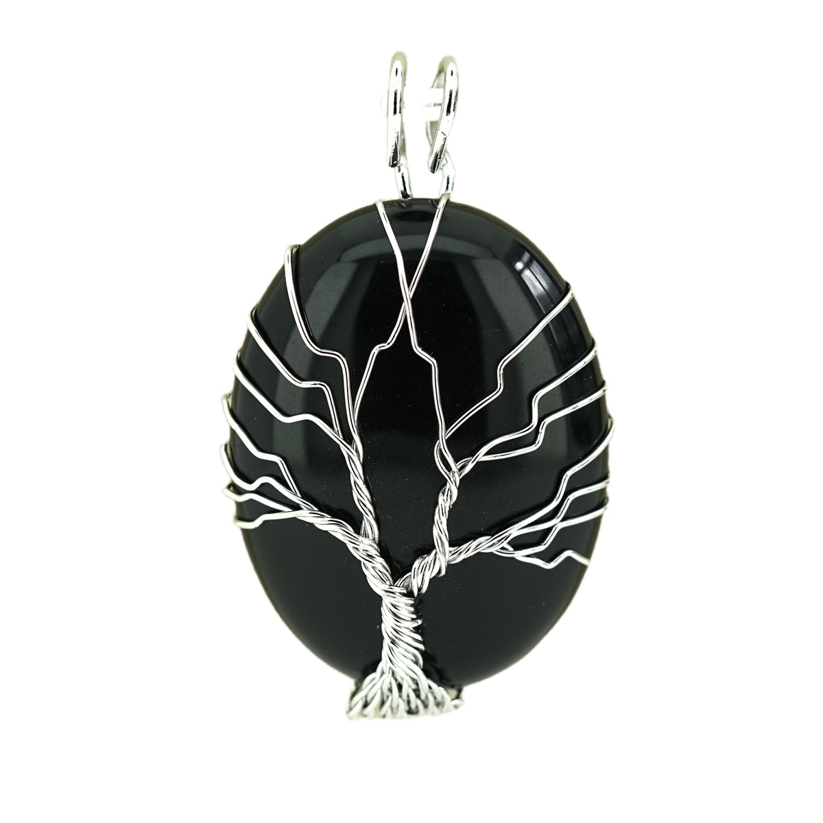Fashion Waterdrop Crystal Necklace Wire Wrapped Tree Of Life Stainless Steel Natural Stone Necklace Jewelry