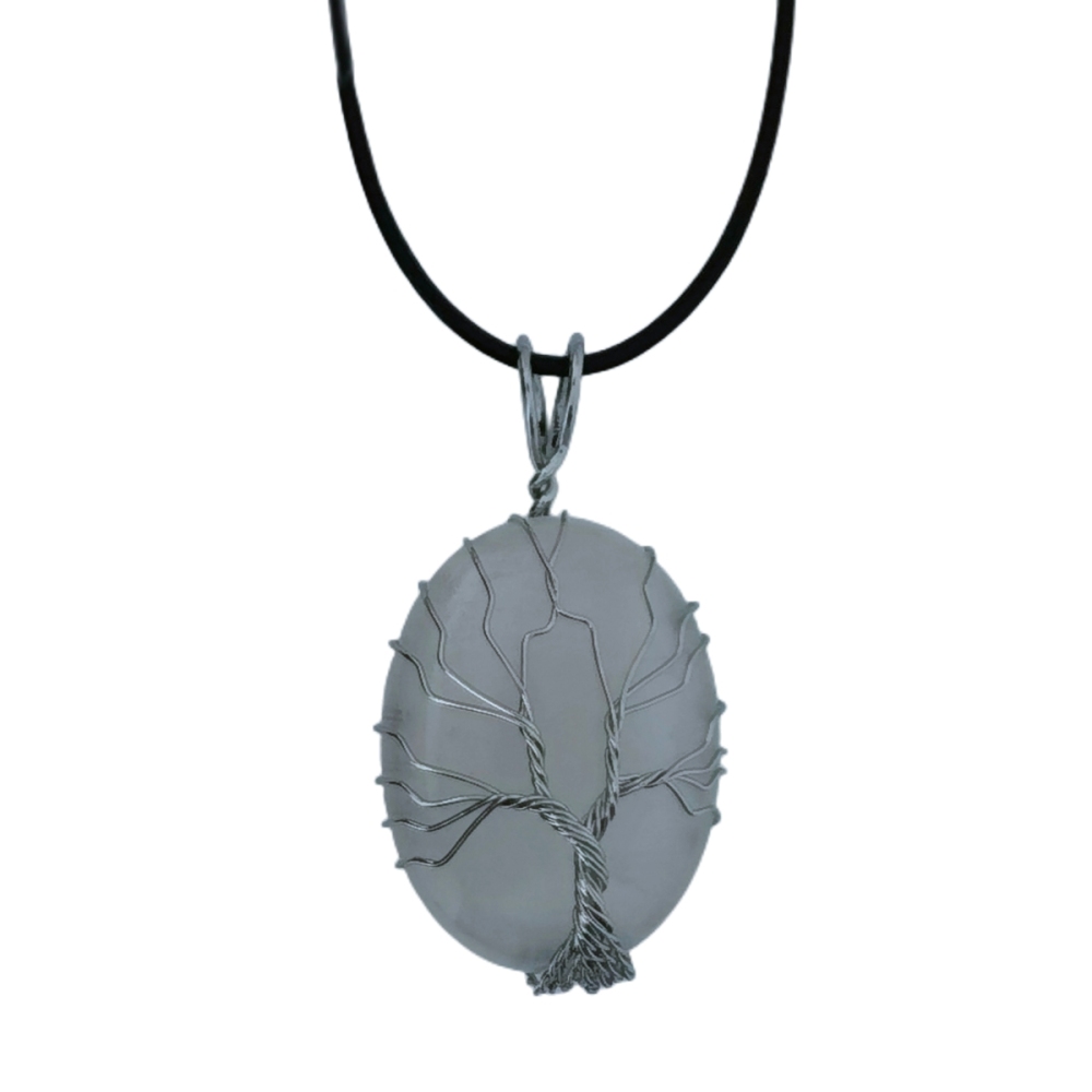 Tree of Life Teardrop Heart Amethyst Opal Pendant Necklace Copper Wire Wrapped Gemstone Healing Chakra Necklace