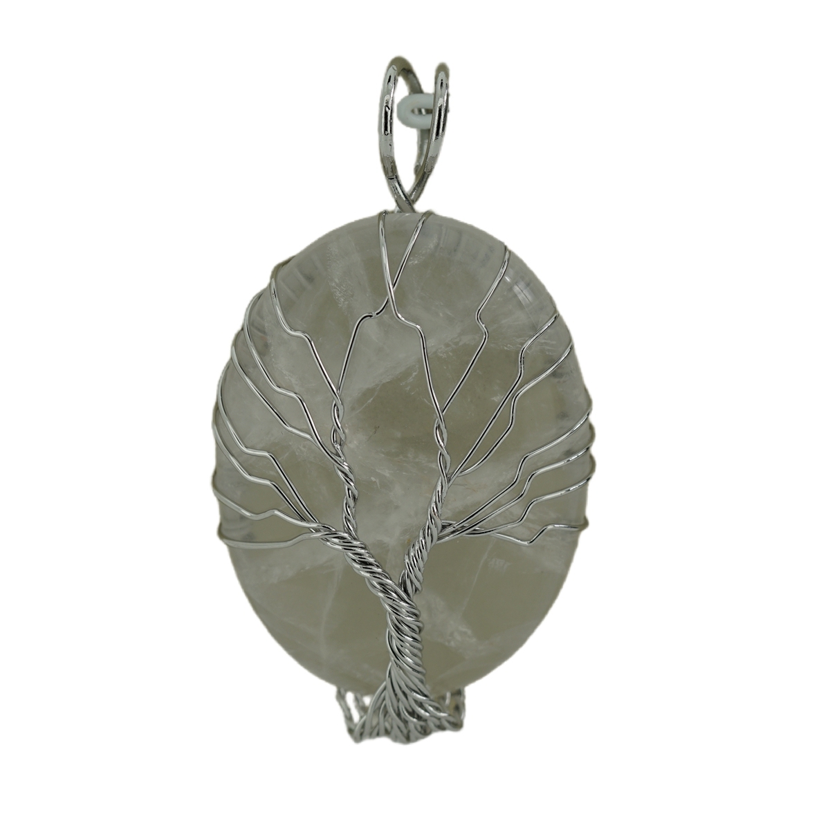 Fashion Waterdrop Crystal Necklace Wire Wrapped Tree Of Life Stainless Steel Natural Stone Necklace Jewelry