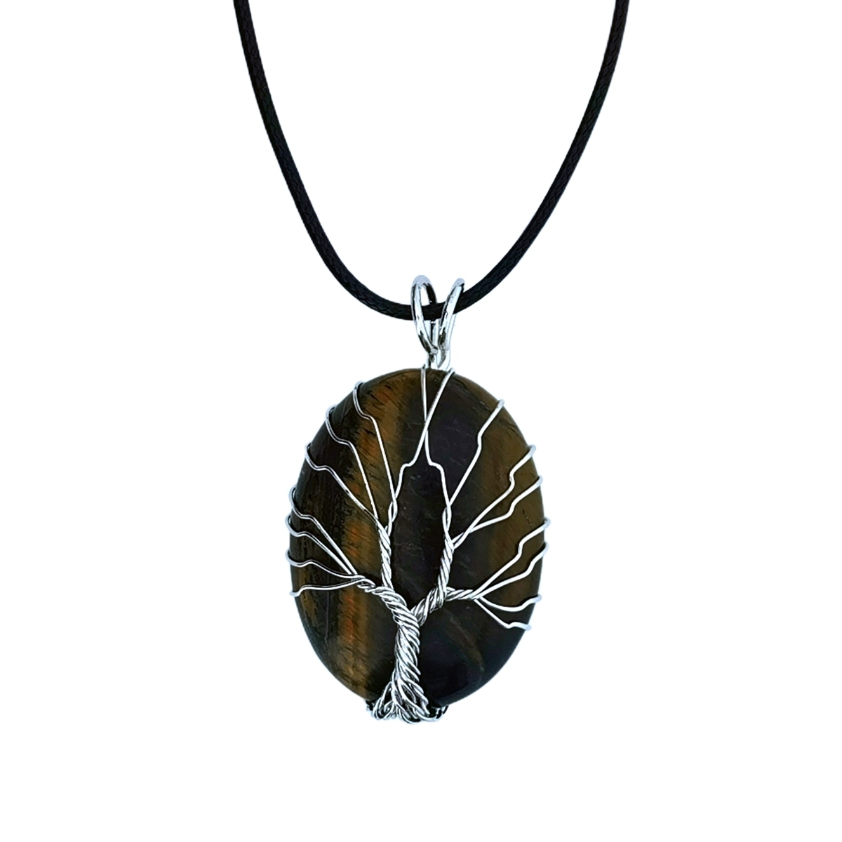 Fashion Waterdrop Crystal Necklace Wire Wrapped Tree Of Life Stainless Steel Natural Stone Necklace Jewelry
