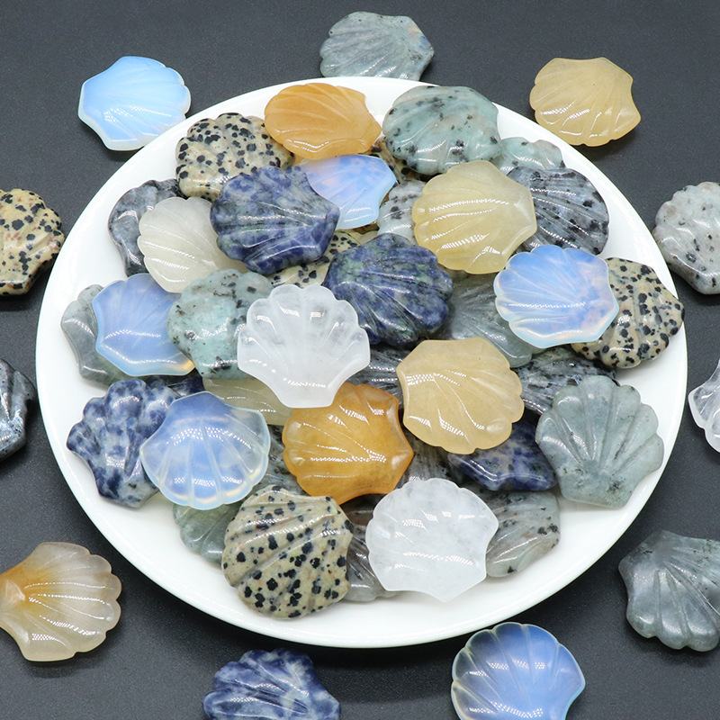 Natural Reiki Healing Gemstone Handmade Carved Shell  DIY Ornament Charms for  Home Decor