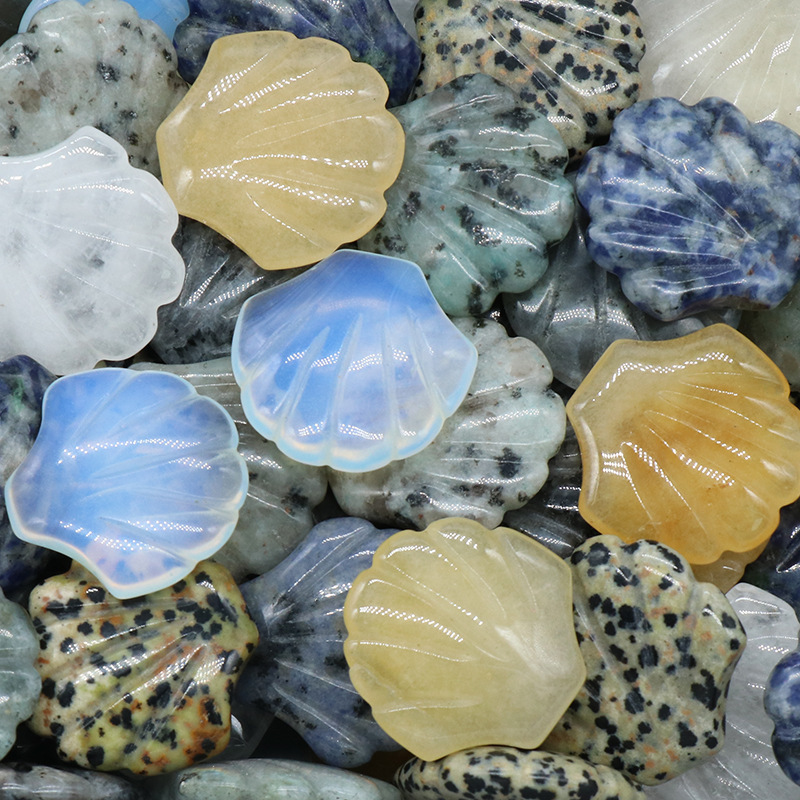 Natural Reiki Healing Gemstone Handmade Carved Shell  DIY Ornament Charms for  Home Decor