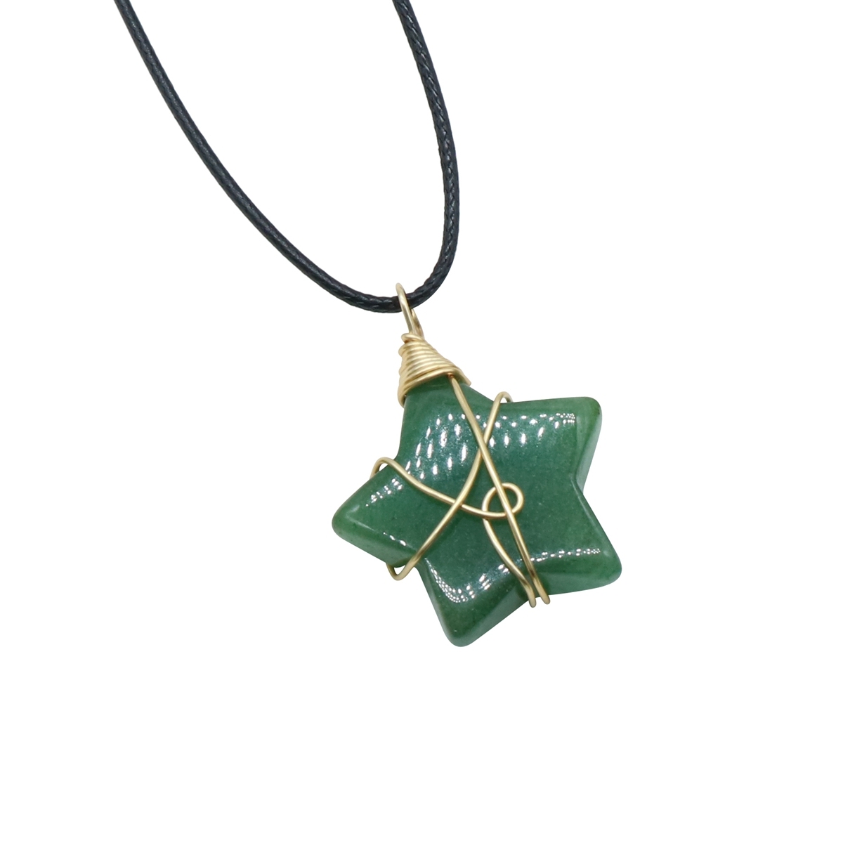 Wholesale Copper Wire Wrapped Gemstone Healing Chakra Teardrop Pentagram Star Tiger Eye Pendant Necklaces