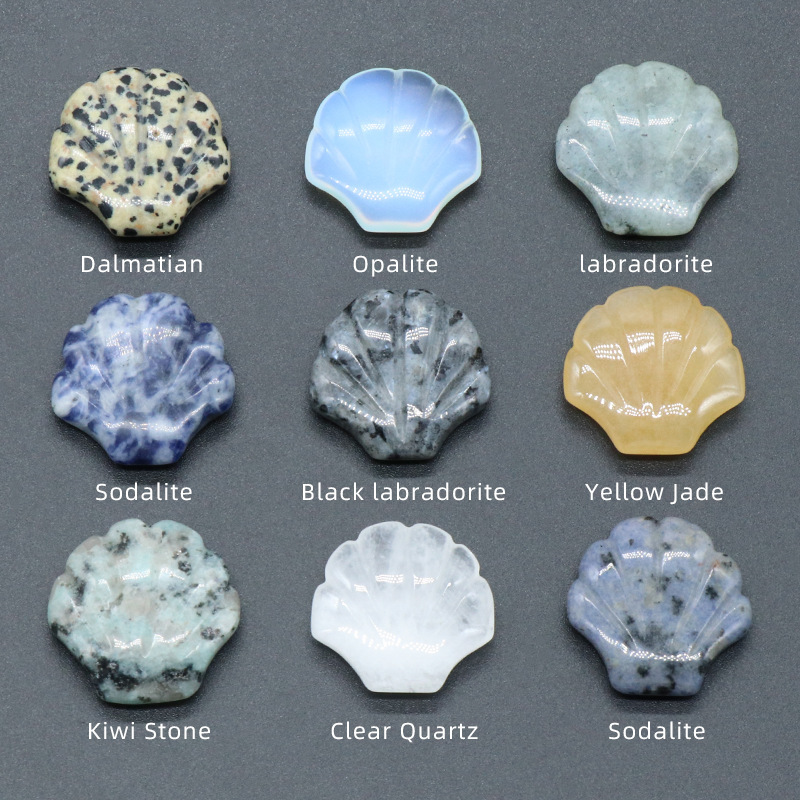 Natural Reiki Healing Gemstone Handmade Carved Shell  DIY Ornament Charms for  Home Decor