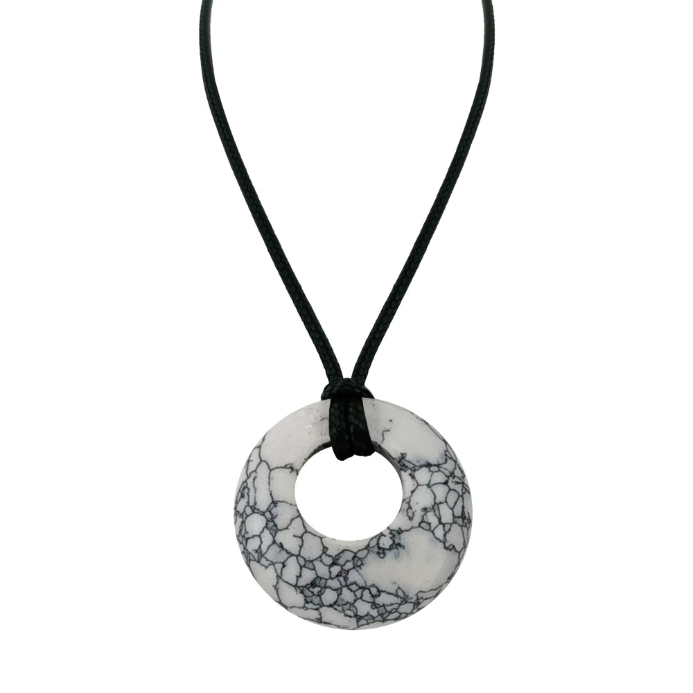 Circle Donut Natural Healing Crystal Necklace Reiki Chakra Gemstone  Pendant Jewelry Lucky Charm Braided Rope Necklace  for Men Women