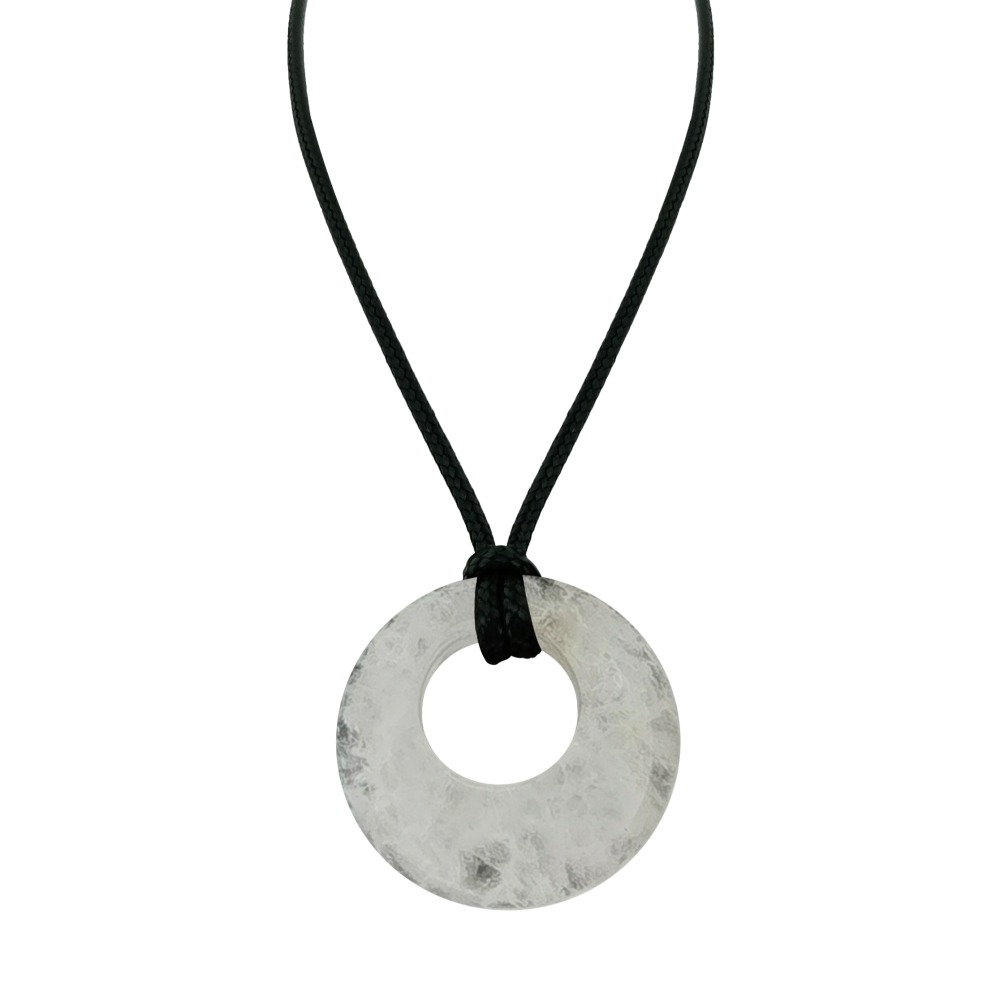 Circle Donut Natural Healing Crystal Necklace Reiki Chakra Gemstone  Pendant Jewelry Lucky Charm Braided Rope Necklace  for Men Women
