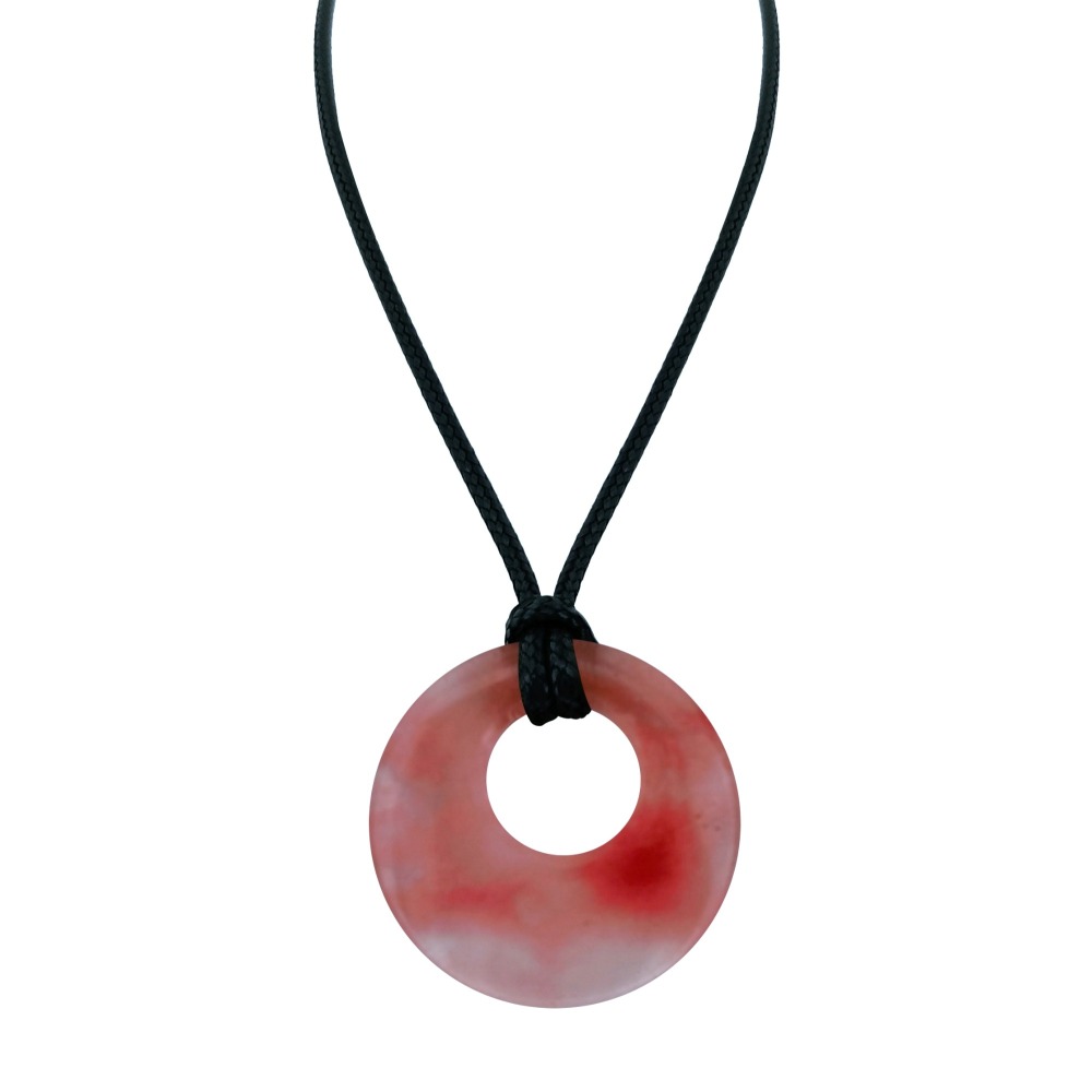 Circle Donut Natural Healing Crystal Necklace Reiki Chakra Gemstone  Pendant Jewelry Lucky Charm Braided Rope Necklace  for Men Women