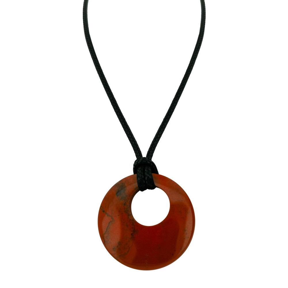 Circle Donut Natural Healing Crystal Necklace Reiki Chakra Gemstone  Pendant Jewelry Lucky Charm Braided Rope Necklace  for Men Women