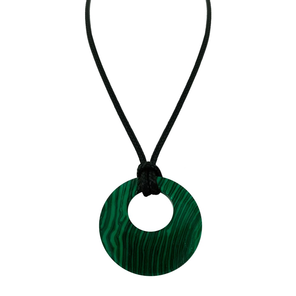 Circle Donut Natural Healing Crystal Necklace Reiki Chakra Gemstone  Pendant Jewelry Lucky Charm Braided Rope Necklace  for Men Women