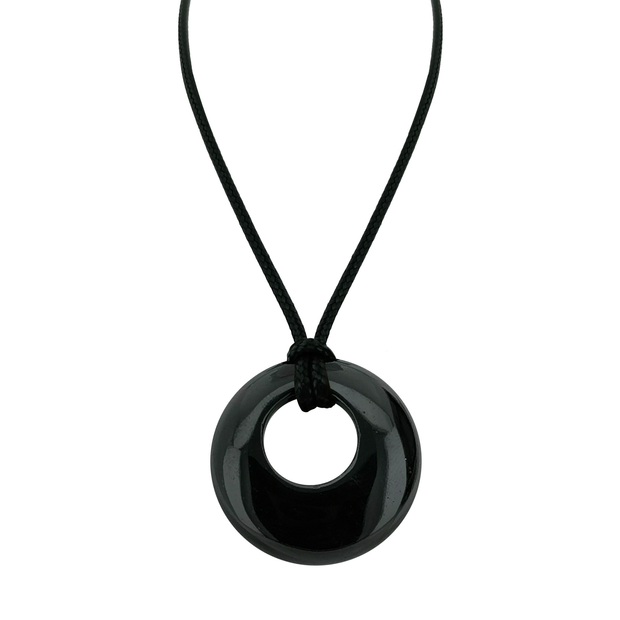 Circle Donut Natural Healing Crystal Necklace Reiki Chakra Gemstone  Pendant Jewelry Lucky Charm Braided Rope Necklace  for Men Women
