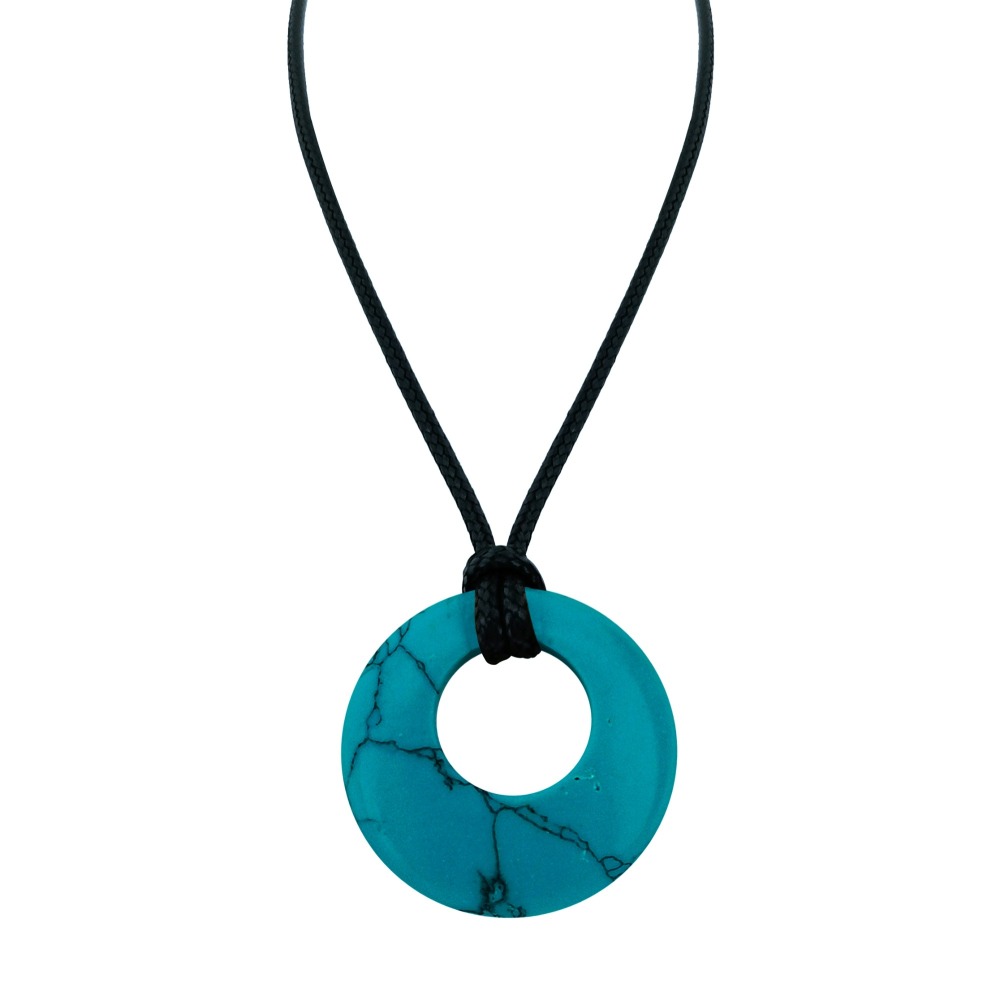 Circle Donut Natural Healing Crystal Necklace Reiki Chakra Gemstone  Pendant Jewelry Lucky Charm Braided Rope Necklace  for Men Women