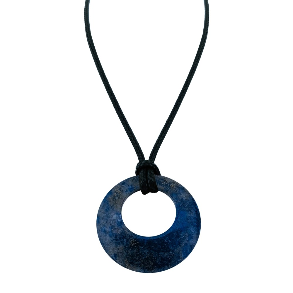 Circle Donut Natural Healing Crystal Necklace Reiki Chakra Gemstone  Pendant Jewelry Lucky Charm Braided Rope Necklace  for Men Women