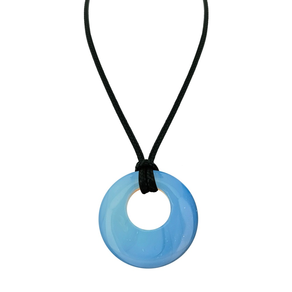 Circle Donut Natural Healing Crystal Necklace Reiki Chakra Gemstone  Pendant Jewelry Lucky Charm Braided Rope Necklace  for Men Women