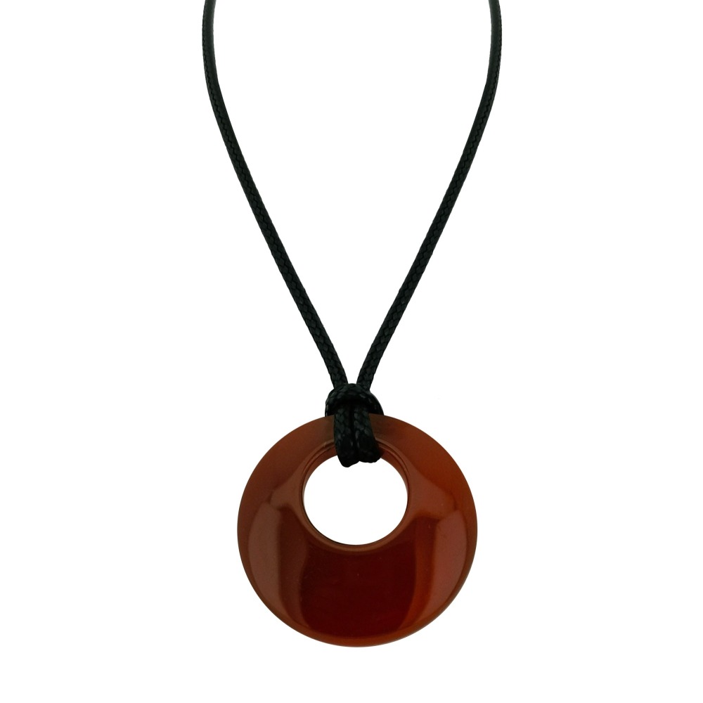 Circle Donut Natural Healing Crystal Necklace Reiki Chakra Gemstone  Pendant Jewelry Lucky Charm Braided Rope Necklace  for Men Women
