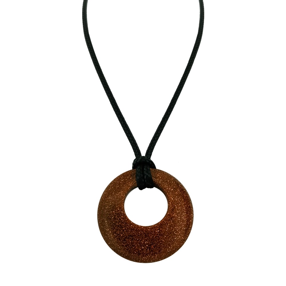 Circle Donut Natural Healing Crystal Necklace Reiki Chakra Gemstone  Pendant Jewelry Lucky Charm Braided Rope Necklace  for Men Women