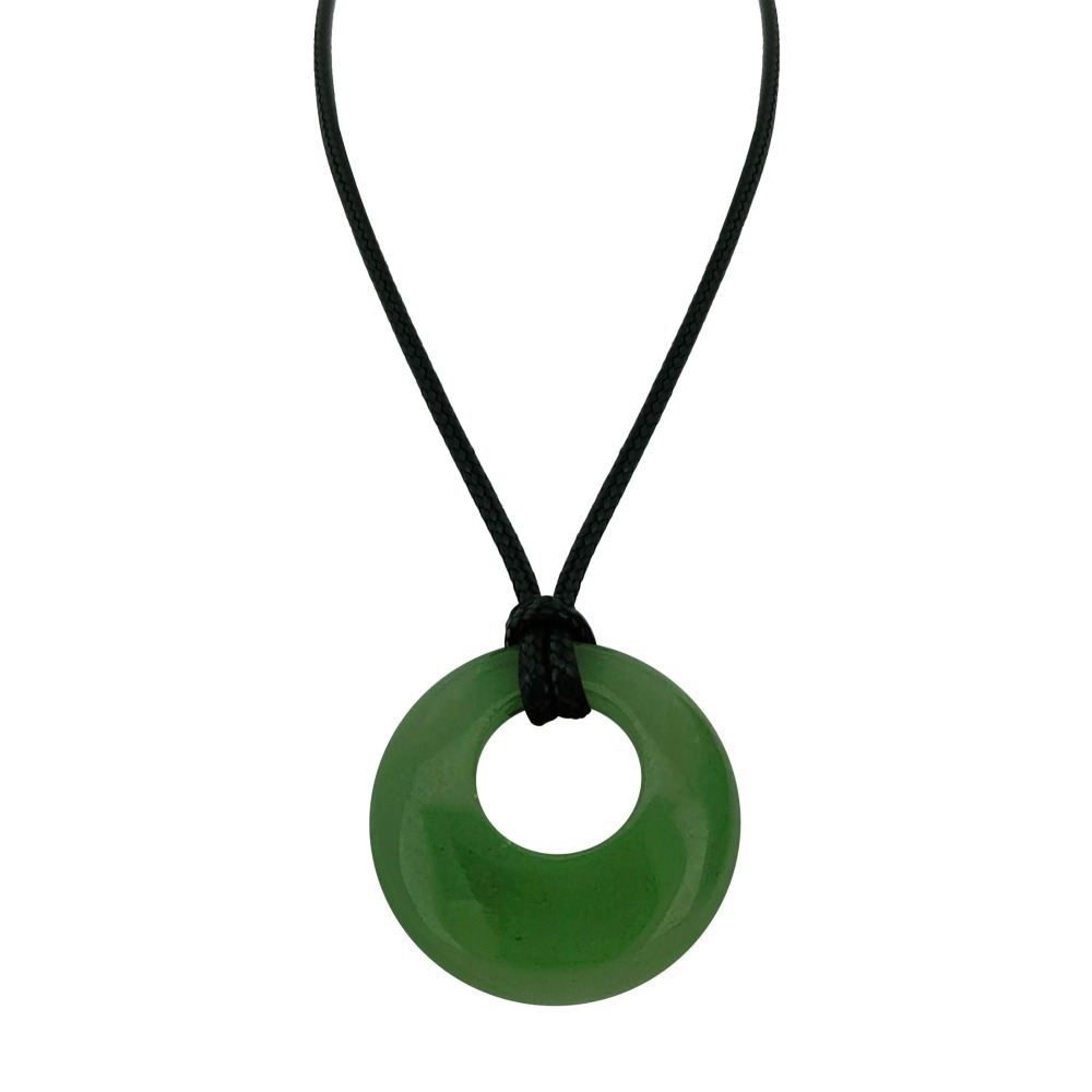 Circle Donut Natural Healing Crystal Necklace Reiki Chakra Gemstone  Pendant Jewelry Lucky Charm Braided Rope Necklace  for Men Women