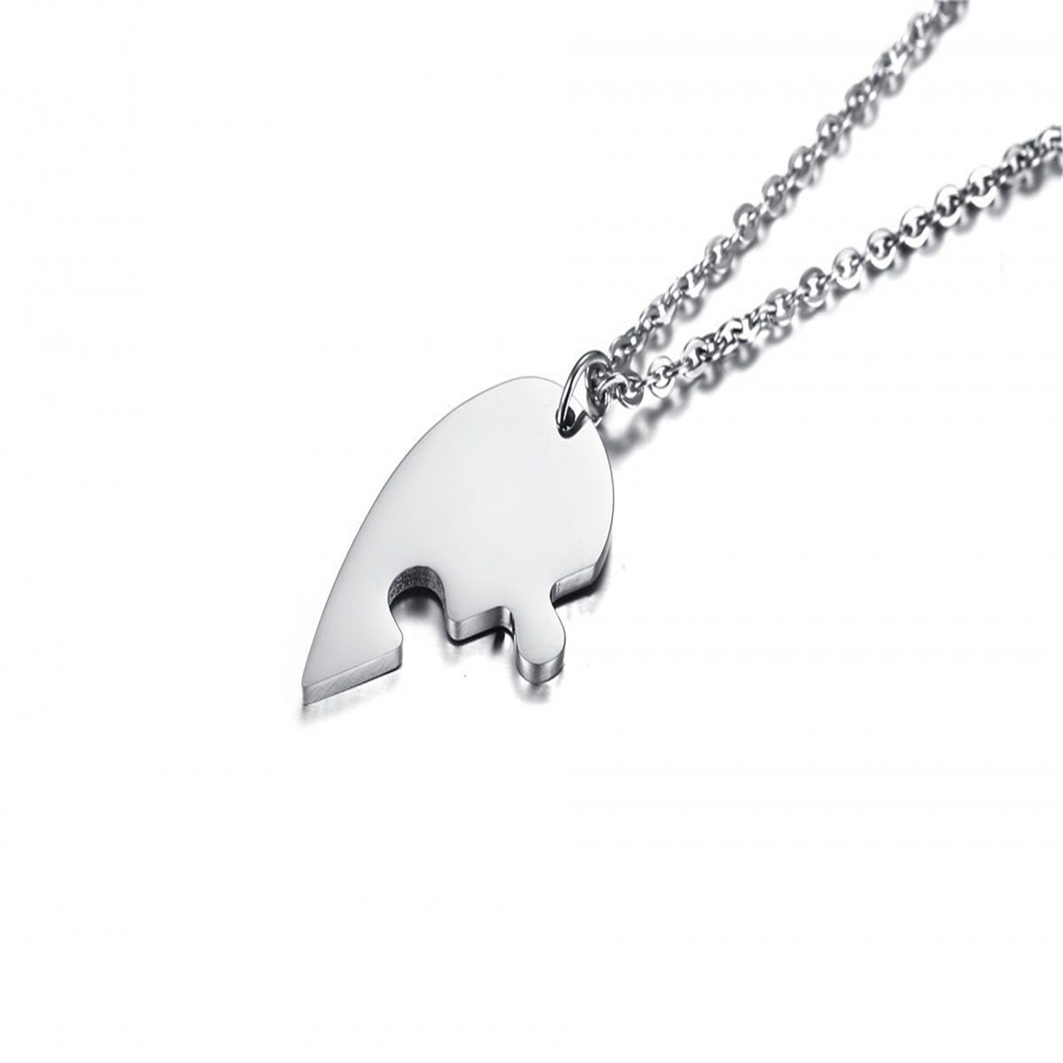 1 Pair Stainless Steel Personalized Heart Puzzle Pendant Necklace Couple Necklace