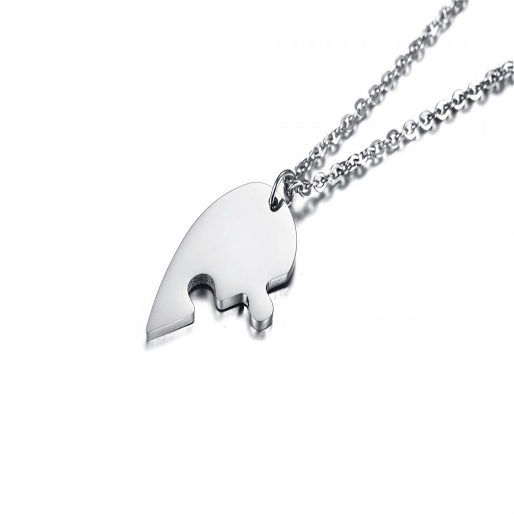 1 Pair Stainless Steel Personalized Heart Puzzle Pendant Necklace Couple Necklace