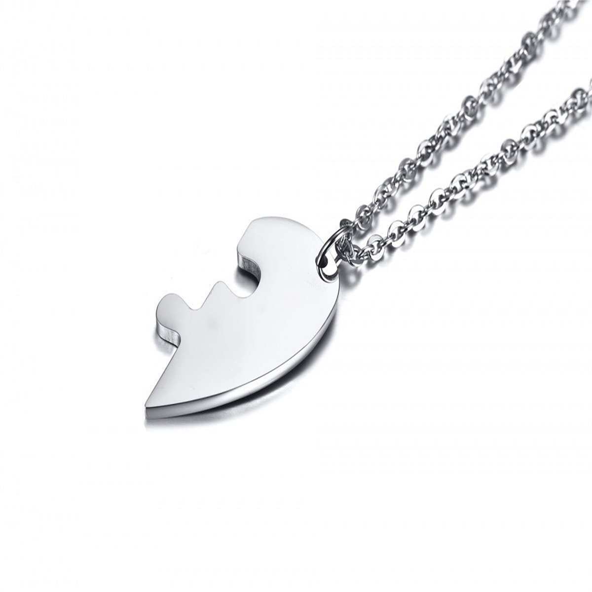 1 Pair Stainless Steel Personalized Heart Puzzle Pendant Necklace Couple Necklace