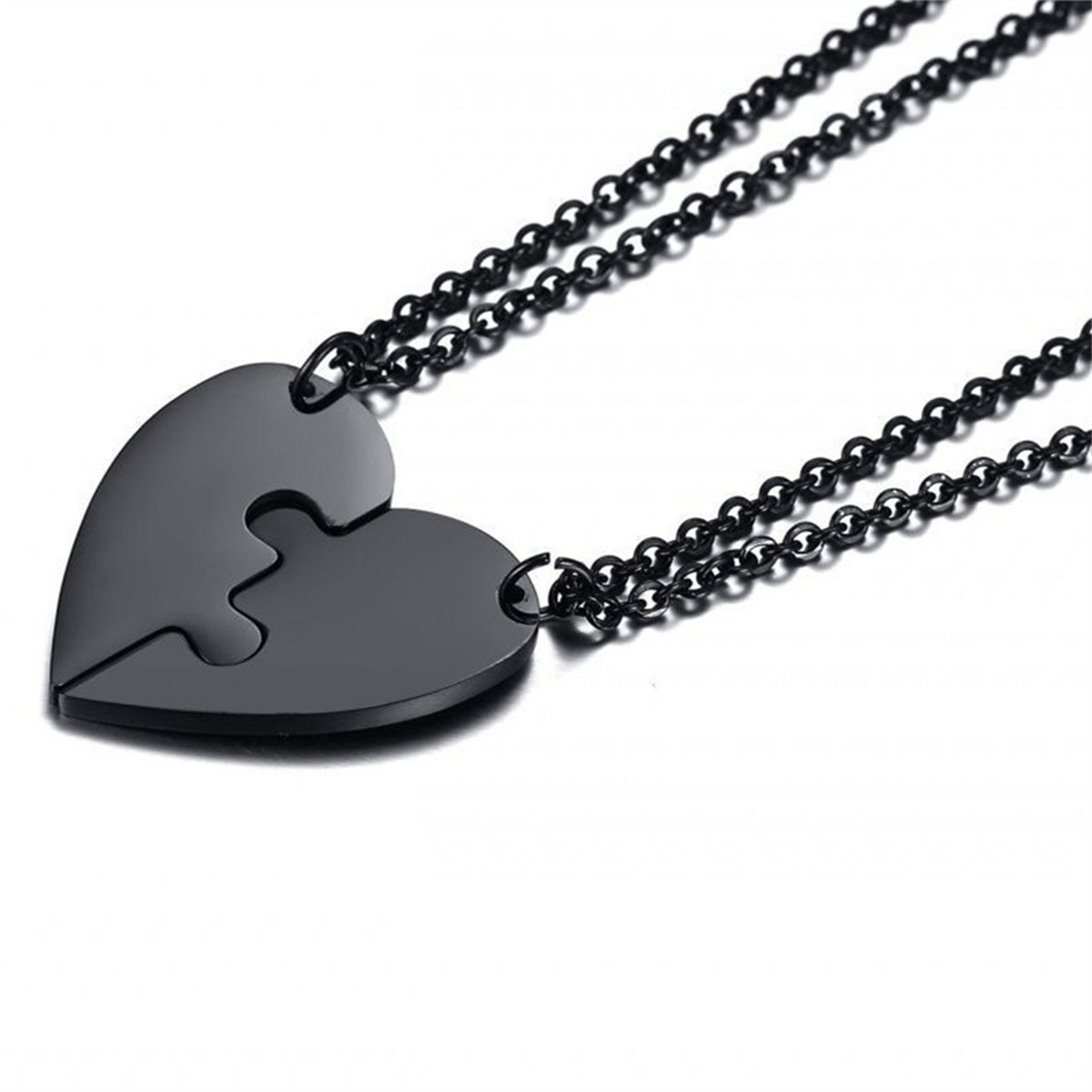 1 Pair Stainless Steel Personalized Heart Puzzle Pendant Necklace Couple Necklace