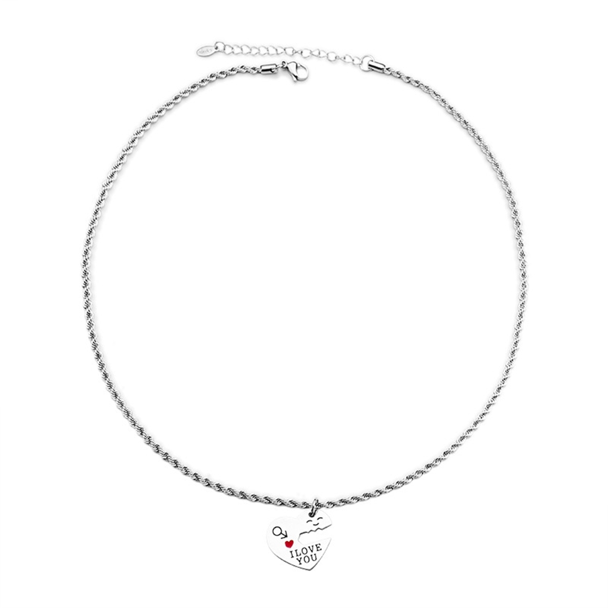 Stainless Steel Personalized Key Heart Puzzle Necklace  Couple Necklace