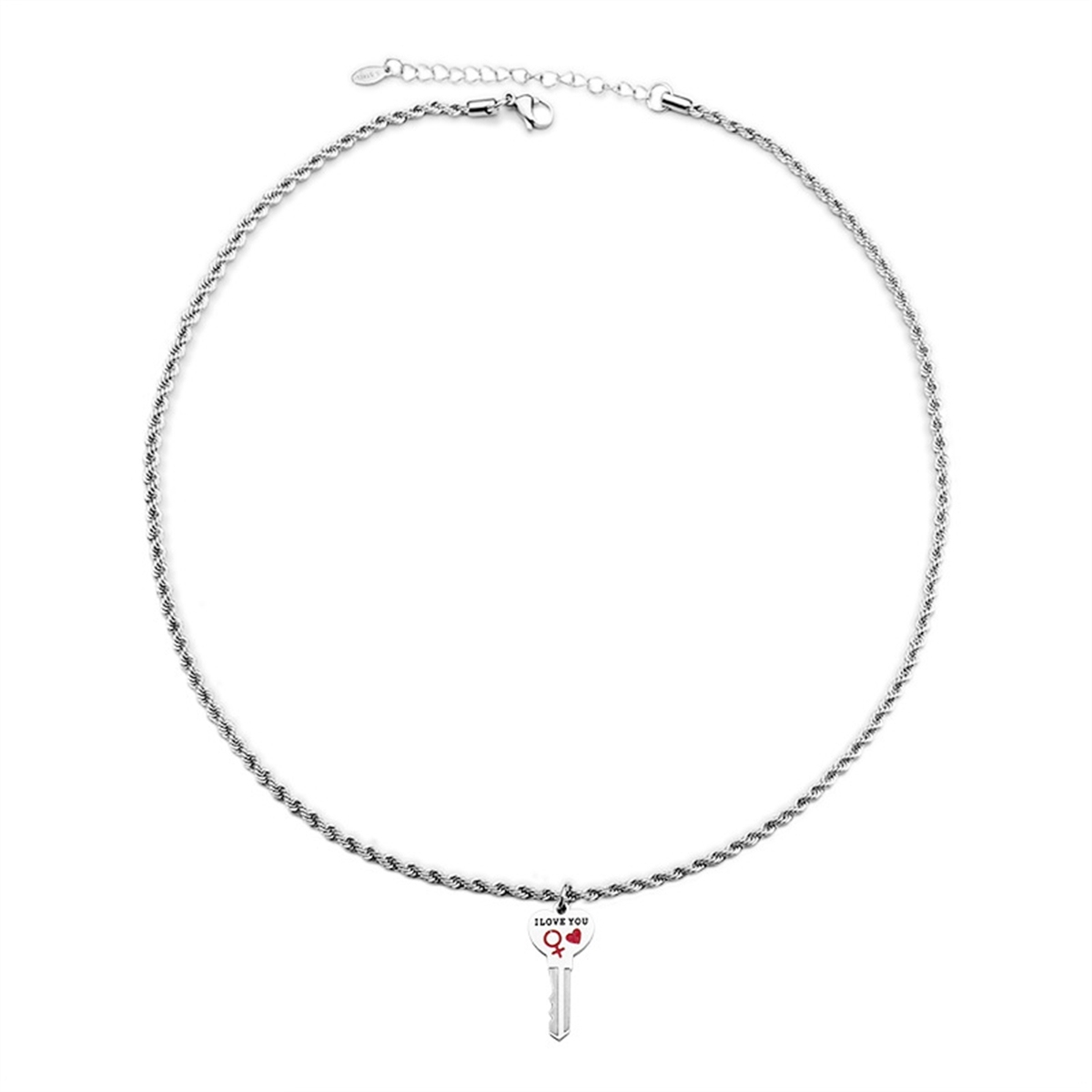Stainless Steel Personalized Key Heart Puzzle Necklace  Couple Necklace