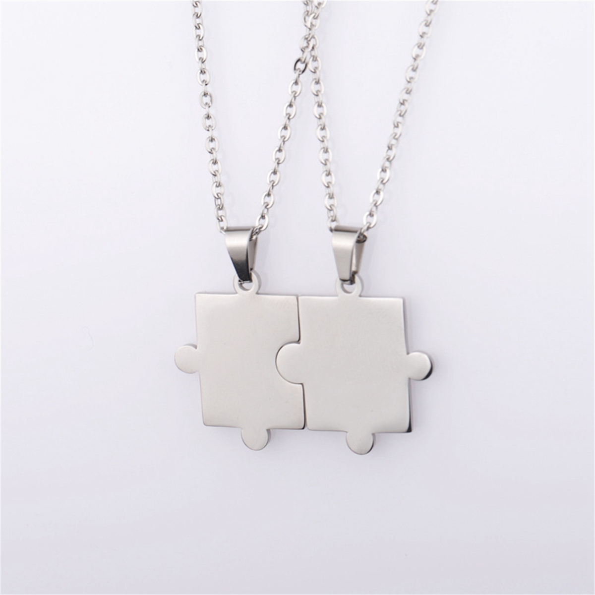 Stainless Steel Simple Fashion Personalized Geometric Puzzle Pendant Necklace Couple Necklace