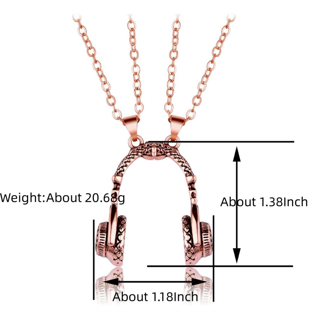 Unique Personalized Magnetic Music Headphone Pendant Necklace Magnet Headset Couple Necklace