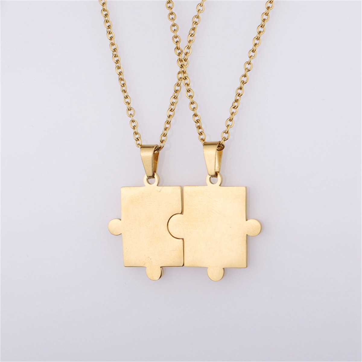 Stainless Steel Simple Fashion Personalized Geometric Puzzle Pendant Necklace Couple Necklace