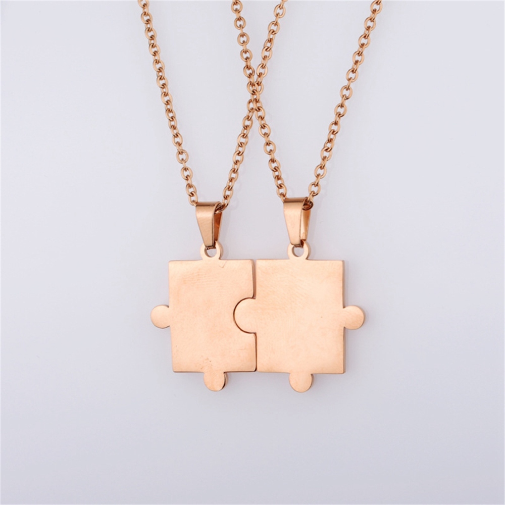 Stainless Steel Simple Fashion Personalized Geometric Puzzle Pendant Necklace Couple Necklace