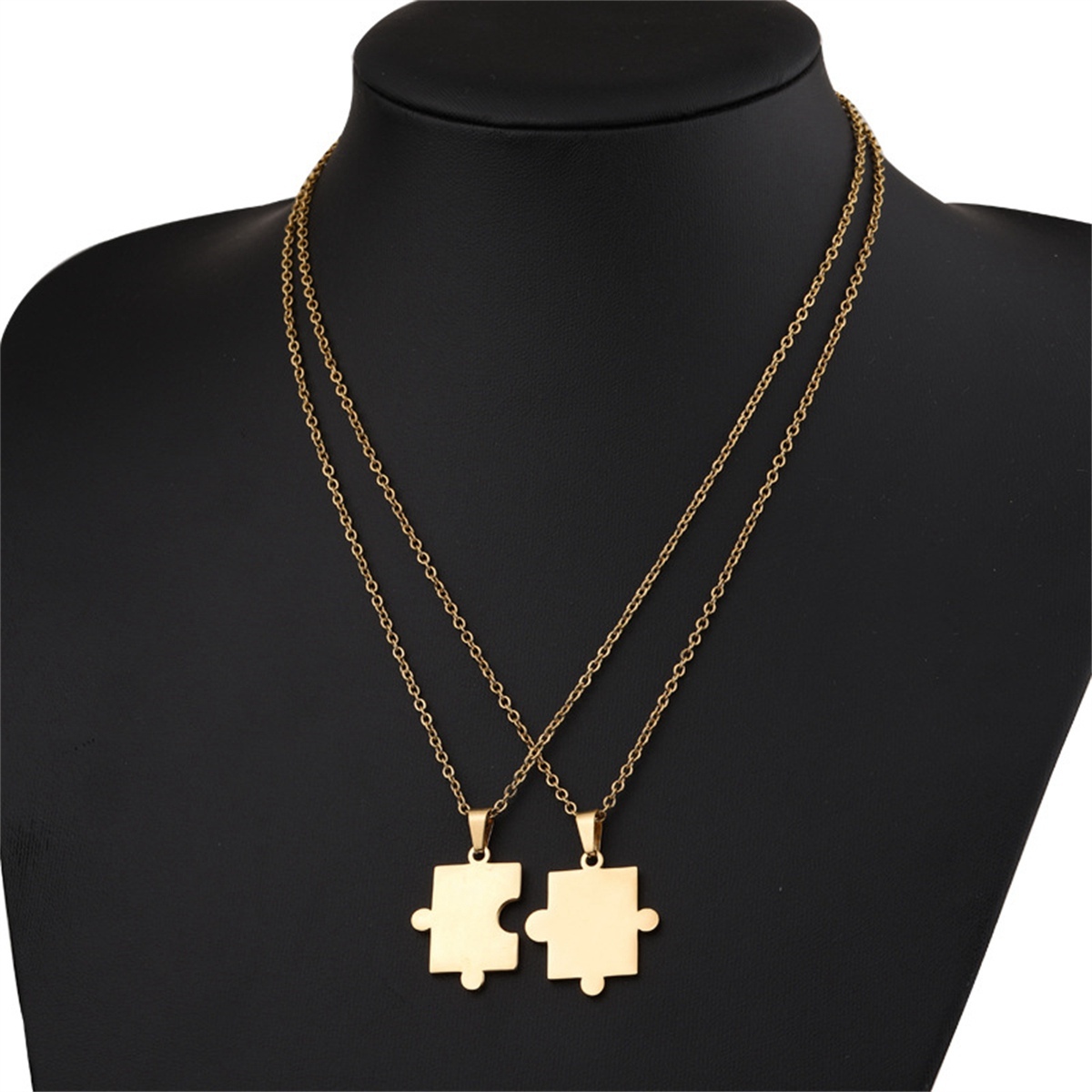 Stainless Steel Simple Fashion Personalized Geometric Puzzle Pendant Necklace Couple Necklace