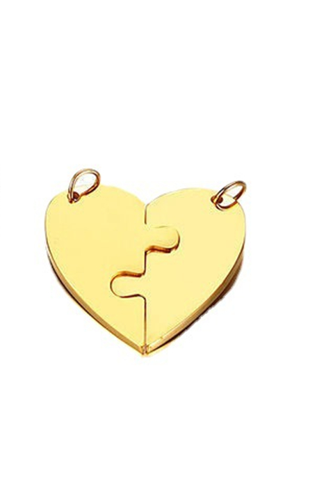 1 Pair Stainless Steel Personalized Heart Puzzle Pendant Necklace Couple Necklace