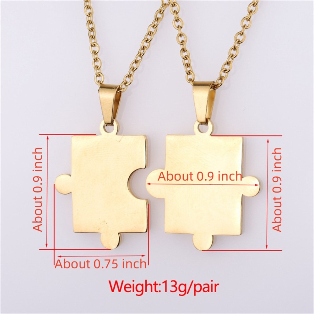 Stainless Steel Simple Fashion Personalized Geometric Puzzle Pendant Necklace Couple Necklace