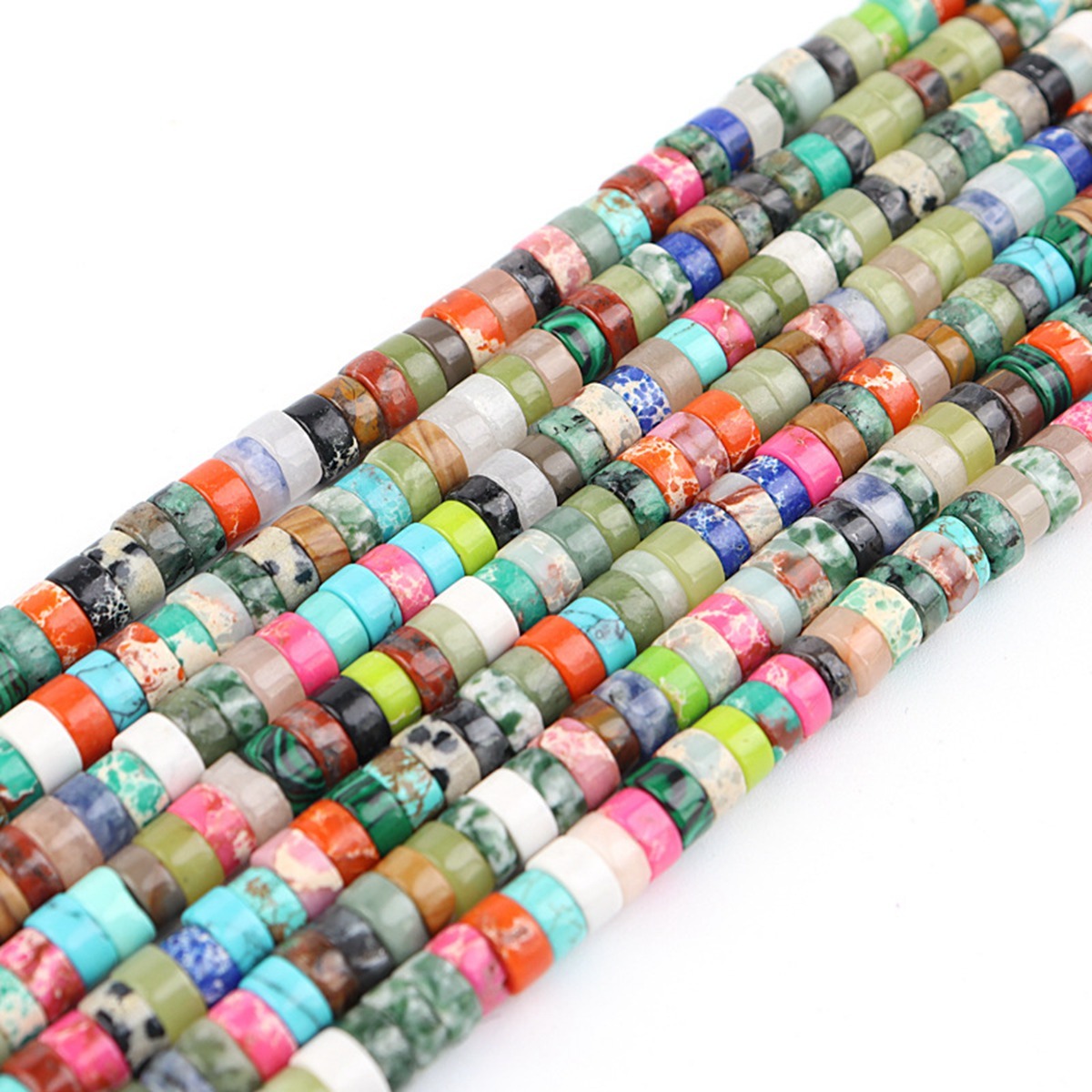 1 Strand 4x2mm Natural Flat Spacer Gemstone Beads Charming Crystal Agate Colored Stones for DIY Bracelet Necklace Jewelry Making