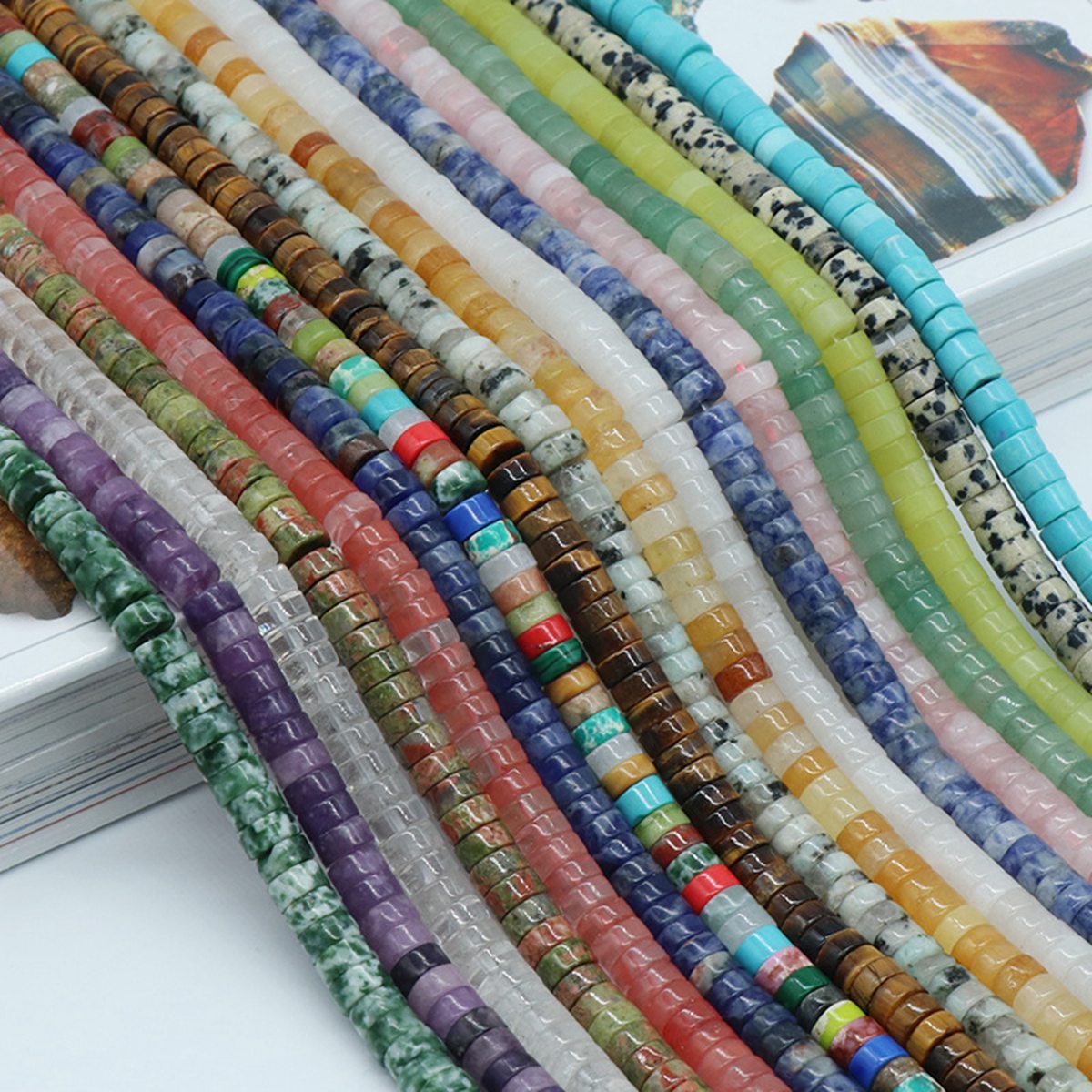 1 Strand 3x6mm Natural Flat Gemstone Beads Charming Crystal Agate Colored Stones for DIY Bracelet Necklace Jewelry Making