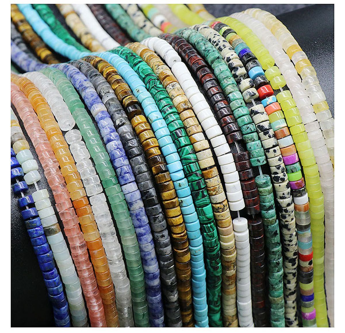 1 Strand 4x2mm Natural Flat Spacer Gemstone Beads Charming Crystal Agate Colored Stones for DIY Bracelet Necklace Jewelry Making