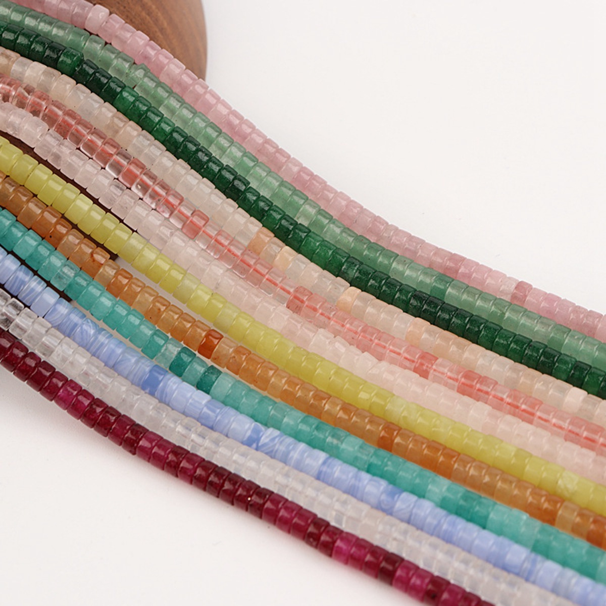 1 Strand 4x2mm Natural Flat Spacer Gemstone Beads Charming Crystal Agate Colored Stones for DIY Bracelet Necklace Jewelry Making
