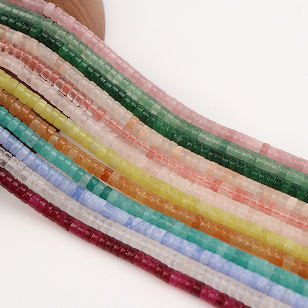 1 Strand 4x2mm Natural Flat Spacer Gemstone Beads Charming Crystal Agate Colored Stones for DIY Bracelet Necklace Jewelry Making